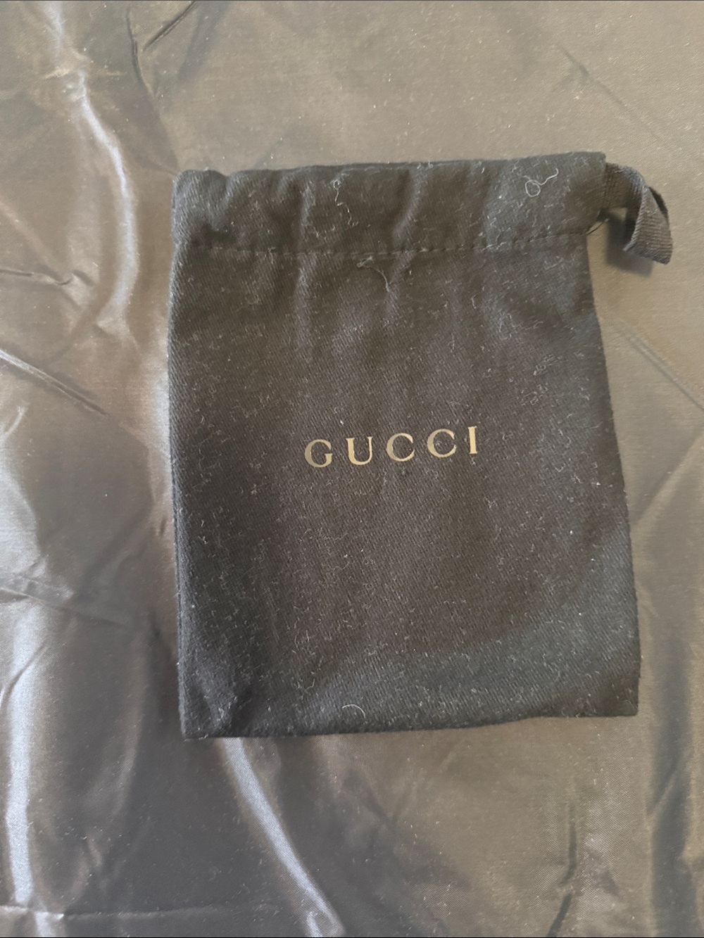 Gucci Black Velvet Pouch with Gold Logo